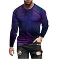 thumbnail image 2 of Blusas y camisas de manga larga con cuello redondo para hombre, blusa informal de manga larga con cuello redondo y estampado de rayas, blusa de poliéster para hombre, 2 of 5