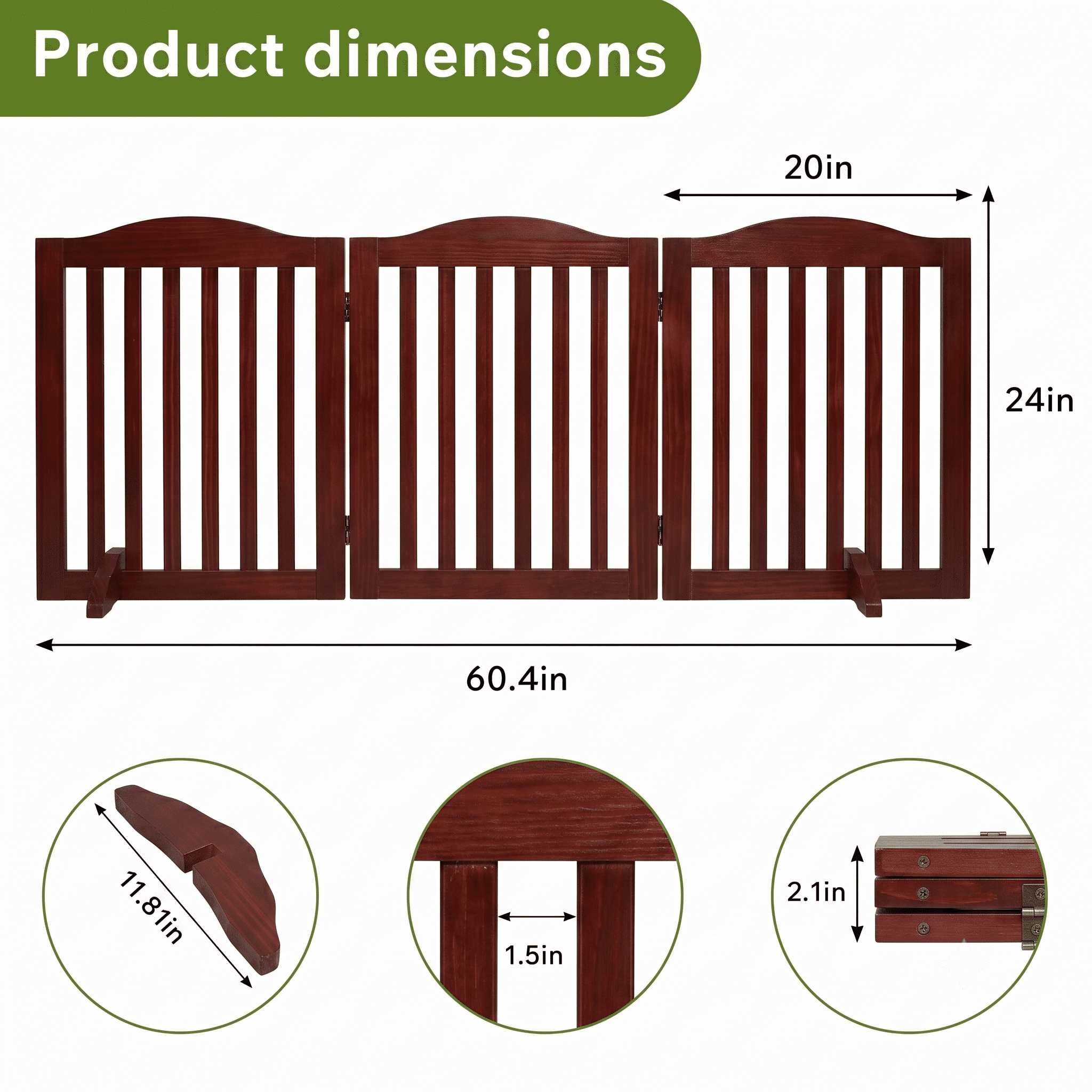 3-in-1 Wooden Pet Gate, Freestanding, Room Divider & Playpen, Z-Shape Support, Zero Assembly