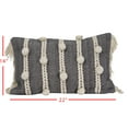 thumbnail image 4 of Foreside Home & Garden Gray Striped Woven 14x22 Cotton Decorative Throw Pillow with Hand Tied Fringe Poms, 22 x 14 x 5, 4 of 5