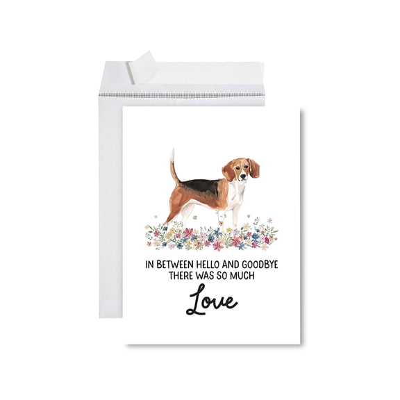 Koyal Wholesale Jumbo Pet Sympathy Card with Envelope, Beagle, Dog Grief Bereavement Card 8.5" x 11", 1-Pk