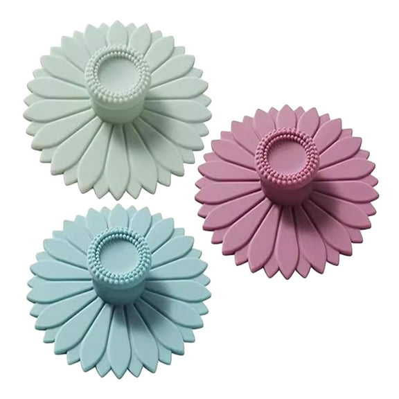 WORGEOUS 3pcs Silicone Cup Covers Cartoon Cup Lids Sunflower Shaped Reusable Cup Covers