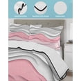 thumbnail image 4 of Quilts Twin Size, Pink Gray Ombre Soft Comforter Bedding Set for Bed, Modern Abstract Moire Art Geometric Lightweight Quilted Bedspread with Pillow Cover(2 Pieces) for All Season, 68x86 Inch, 4 of 6