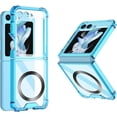 thumbnail image 3 of Magnetic Case for Samsung Galaxy Z Flip 5 4 5G Compatible with Magsafe Flip4 /Flip5 Millitary Shockproof Corners Transparent Slim Cover for Women Men (Blue,for Samsung Z Flip 4), 3 of 11