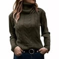 thumbnail image 4 of Fall/Winter 2025 New Women'S Solid Color High Neck Knitted Sweater Vintage Long Sleeve Pullover, 4 of 26