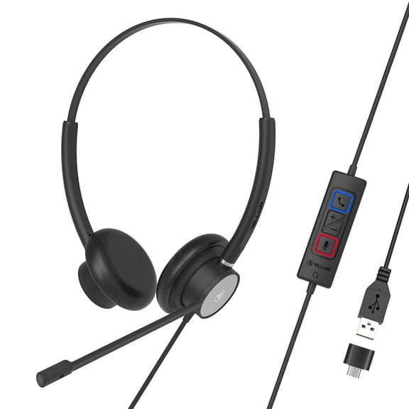 TELLUR Headphones Voice 320, Binaural, Enc, USB, Type C, in Line Remote Keys for Answer, Black