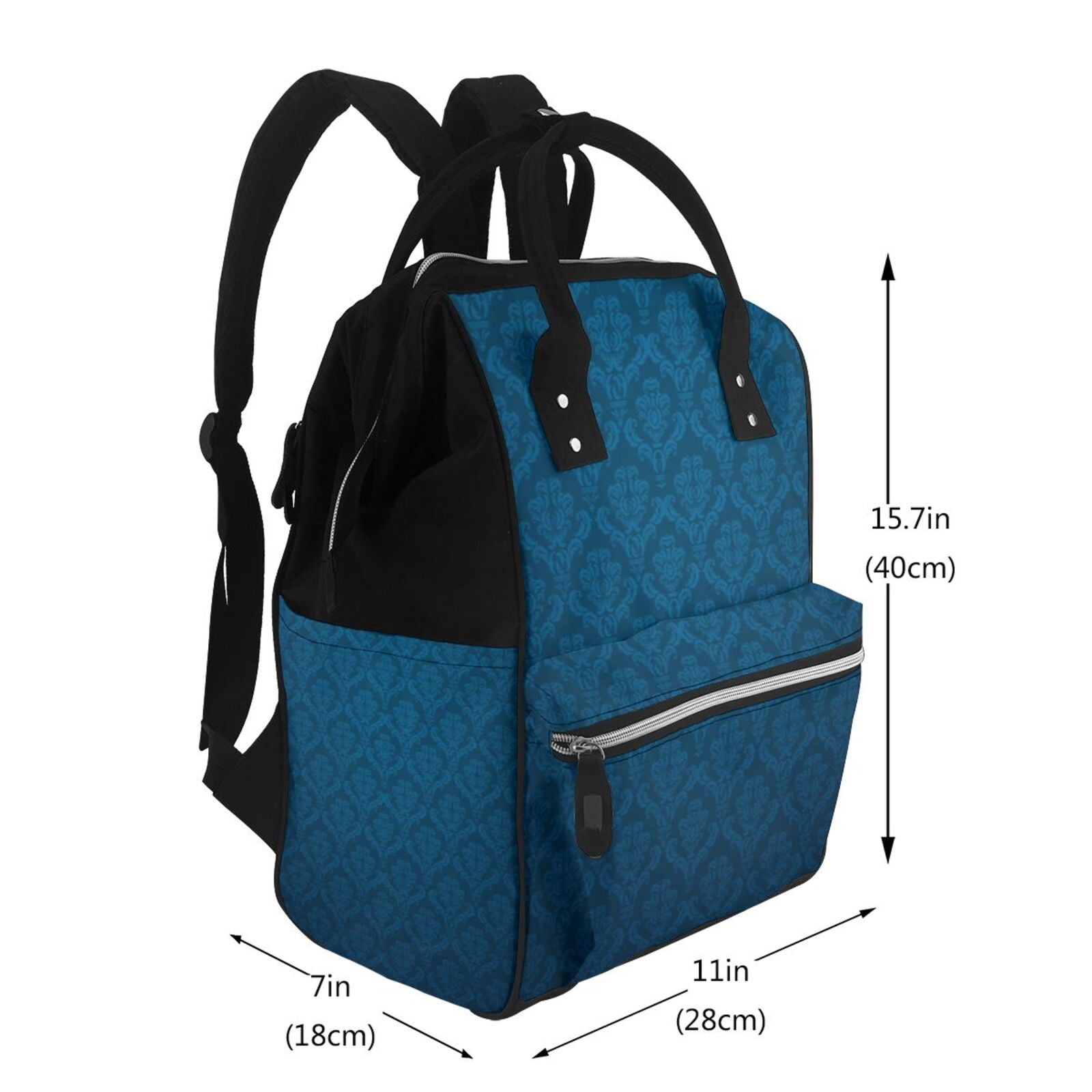 Ratiio Dark Blue Mummy Backpack - Waterproof Twill Canvas, Large Capacity Diaper Bag with Multiple Pockets and Adjustable Straps