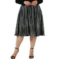 thumbnail image 1 of GRACE & GRANDEUR Women's Plus Size Party Metallic Sparkle Sequin Spring Fall Skirt 1X Silver, 1 of 5