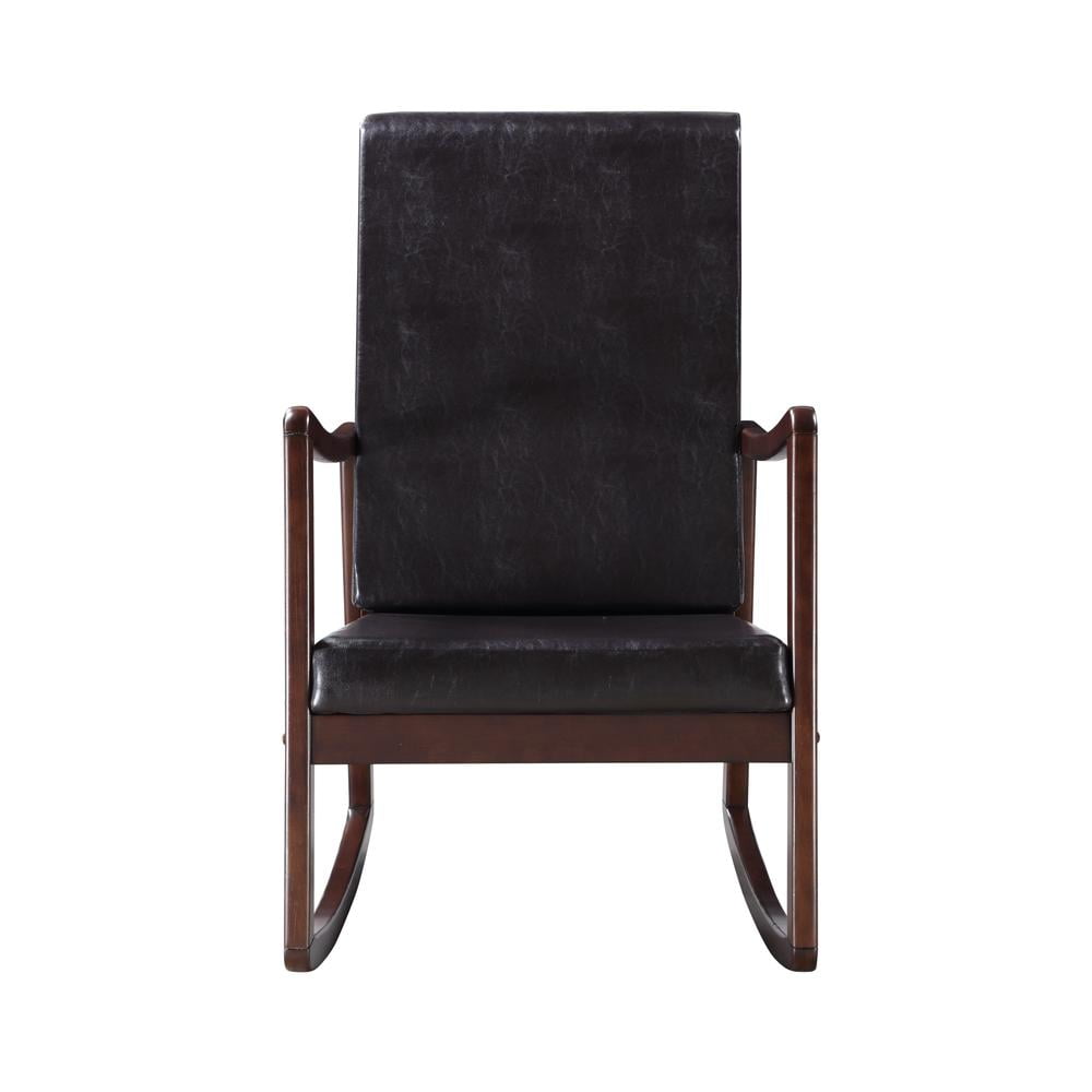 ACME Raina Faux Leather Upholstered Rocking Chair in Dark Brown and Espresso