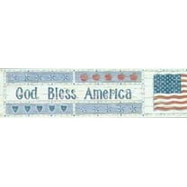 American Flag God Bless America Faux Wood Wallpaper Border - Village