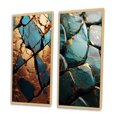 thumbnail image 3 of Designart "Teal Tranquility Marble Art in Teal and Gold I" Abstract Painting Framed Wall Art Set Of 2 - Modern Turquoise Frame Gallery Set For Office Decor, 3 of 6