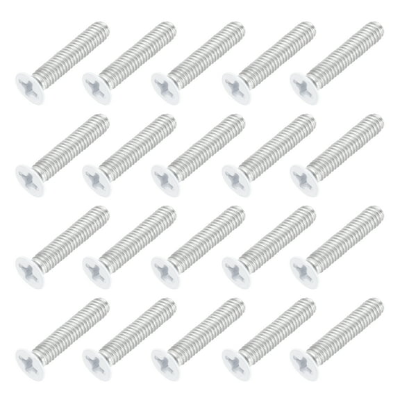 Uxcell M4 x 20mm Flat Countersunk Head Machine Screws 304 Stainless Steel Full Thread Phillips Drive Cross Screw for Furniture Connection Electrical Appliances (White, Pack of 20)