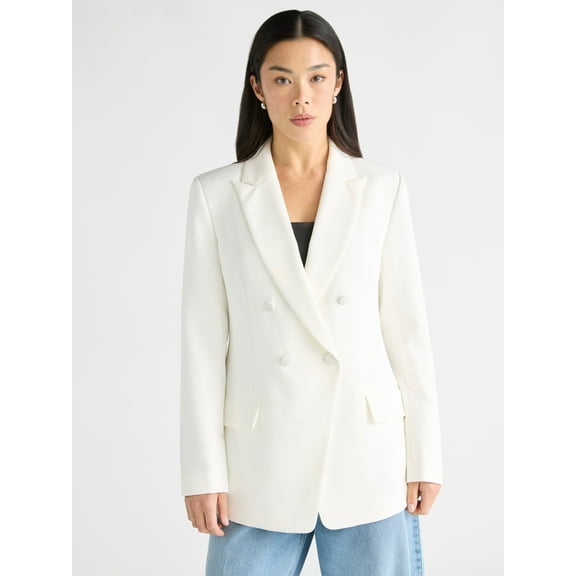 Scoop Women's Slim Fit Double Breasted Blazer, Sizes XS-XXL