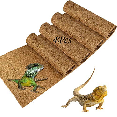 Gecko,Tortoises,Chameleons and Rabbit Use 4 Sheets / 19.7x11.8x0.4 PINVNBY Reptile Carpet Mat Lizard Natural Coconut Fiber Liner Pads Pet Terrarium Supplies for Snake Bedding