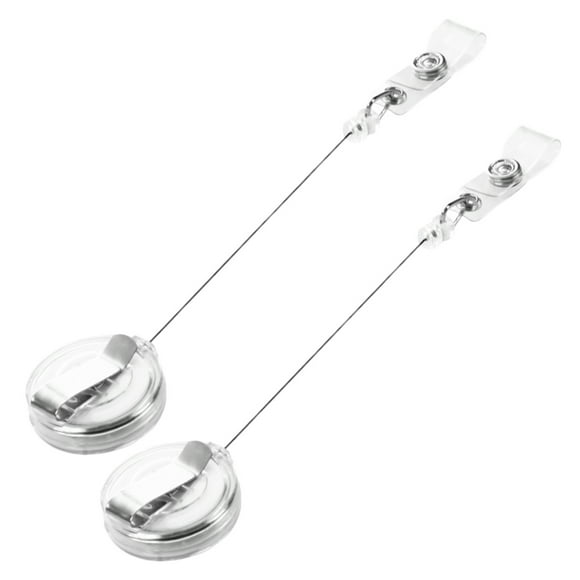 2X Retractable Ski Pass ID Card Badge Holder Key Chain Reels with Clip White