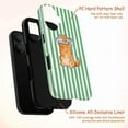 thumbnail image 4 of Cute Orange Tabby Cat Phone Case with Fish, Playful Cartoon Design on Green Striped Background, Durable Protective Cover for iPhone 16 15 14 13 12 11 Pro Plus Mini, 4 of 6