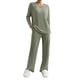 thumbnail image 1 of Conjunto de dos piezas de punto para mujer: jersey y pantalones anchos, color liso, otoño/invierno, poliéster, tallas S-XXL, 1 of 7