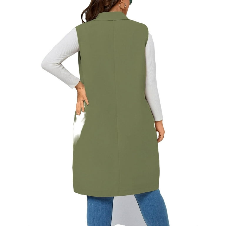 Olive green plus size vest hot sale