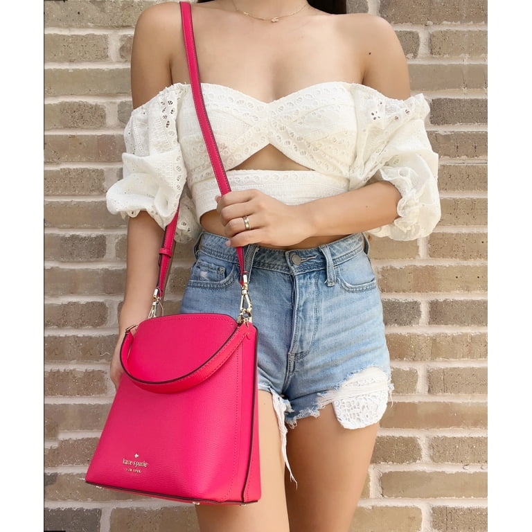 Kate Spade Darcy Small Bucket Bag Crossbody Bikini Pink Leather Walmart