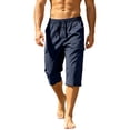 thumbnail image 5 of Men's Cargo Shorts Below Knee Capri Pants Quick Dry Lightweight Casual Summer Bottoms Elastic Waist Drawstring with Multi-Pockets for Hiking Outdoor Fishing Workout Golf, 5 of 9