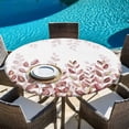 thumbnail image 6 of Spring Reddish Brown Eucalyptus Round Tablecloth, Fitted Table Cover with Elastic for 45"-54" Round Tables, Botanical Leaf Country Table Cloth Outdoor Indoor Dinning Party Waterproof Tablecloths, 6 of 7