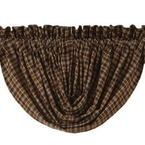 Rustic Balloon Valance Prescott Plaid Brown Creme Country Window Curtain TCC Brands
