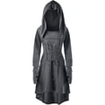 thumbnail image 1 of Vestido gótico de mujer, ropa medieval, disfraz de Halloween, vestido renacentista con capucha para Halloween, carnaval, 1 of 5