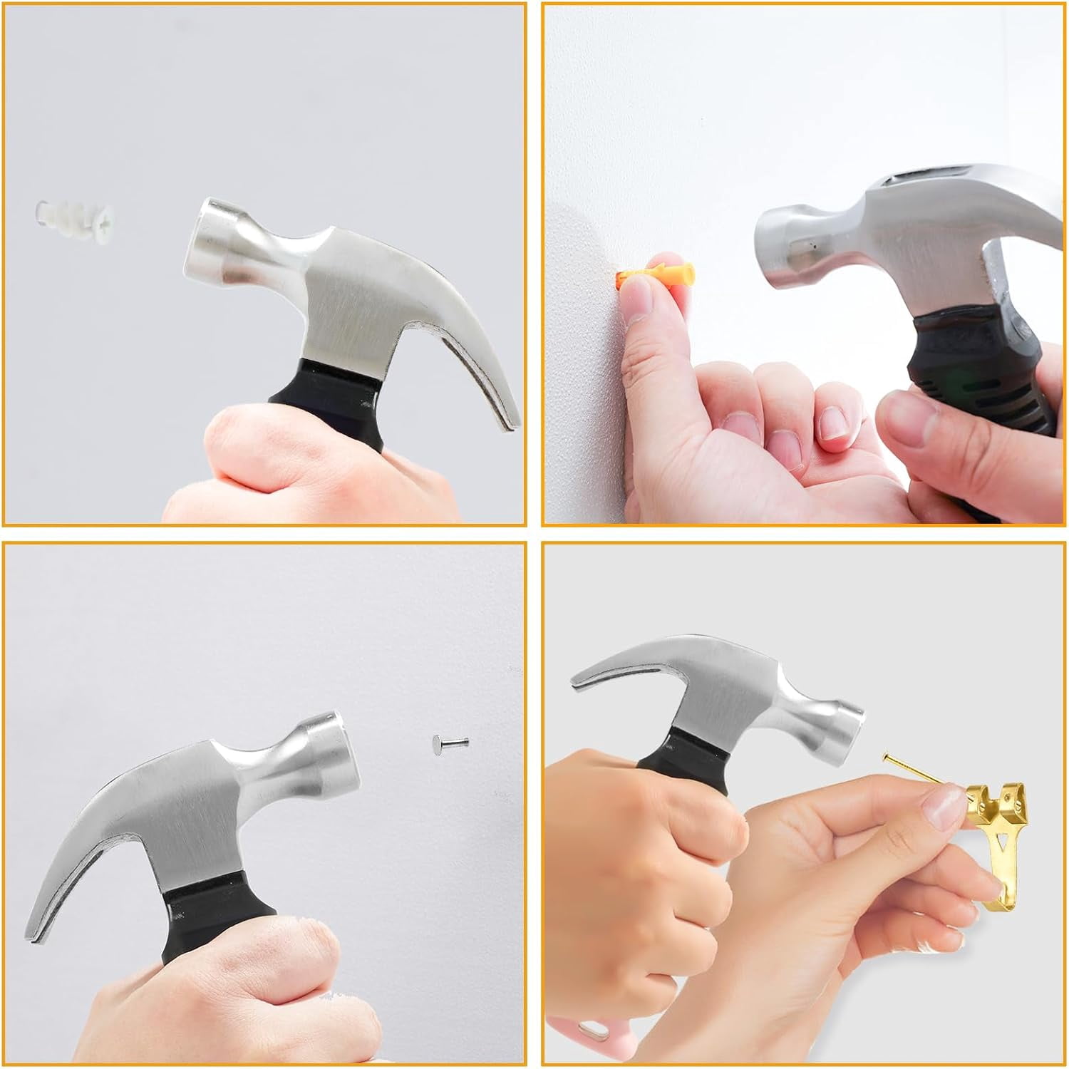 Pink Small Hammer for Picture Hanging Nails Drywall Anchors, Picture Hanging Tool, High Hardness 8oz Claw Hammer With Shock-Absorbing Non-Slip Handle for Kids and Women$$Tools & Hardware Other