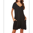 thumbnail image 2 of Camisones para Mujer, de Corta, con Bolsillos y Estampado Floral. Negro XXL, 2 of 5