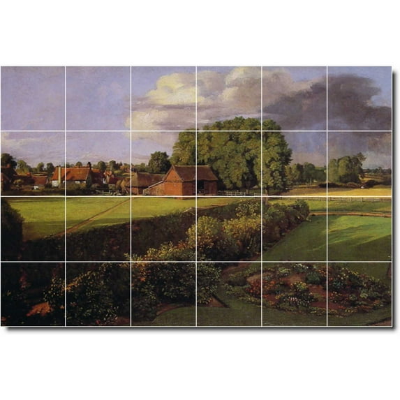Ceramic Tile Mural-John Constable Country Painting 216. 25.5" w x 17" h using (24) 4.25 x 4.25 ceramic tiles