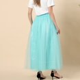 thumbnail image 5 of Tiqkatyck Mardi Gras Skirts For Women Clearance, Women Plus Size Mesh Tulle Skirt Pleated Princess Skirt Mesh Bubble Skirt Long Skirt Mint Green, 5 of 7