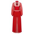 thumbnail image 2 of inlzdz Robe de Danse Lyrique à Sequins Brillants pour Filles Jupe Fluide Justaucorps Moderne Costume de Danse de Salon Rouge 6, 2 of 4