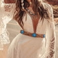 thumbnail image 3 of JASGOOD Boho Turquoise Belt for Women Wax Rope Braided Waist Belt Western Hand-Woven Bead Tassel Belts for Dresses, 3 of 8