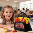 thumbnail image 4 of Xoenoiee Cartoon Fire Engine Print Backpack for Boys Kids Backpack with Lunch Box and Cute Pencil Case 3PCS Set Bookbag with Front Pocket, 17 inch Large School Bag for Elementary Preschool, 4 of 6