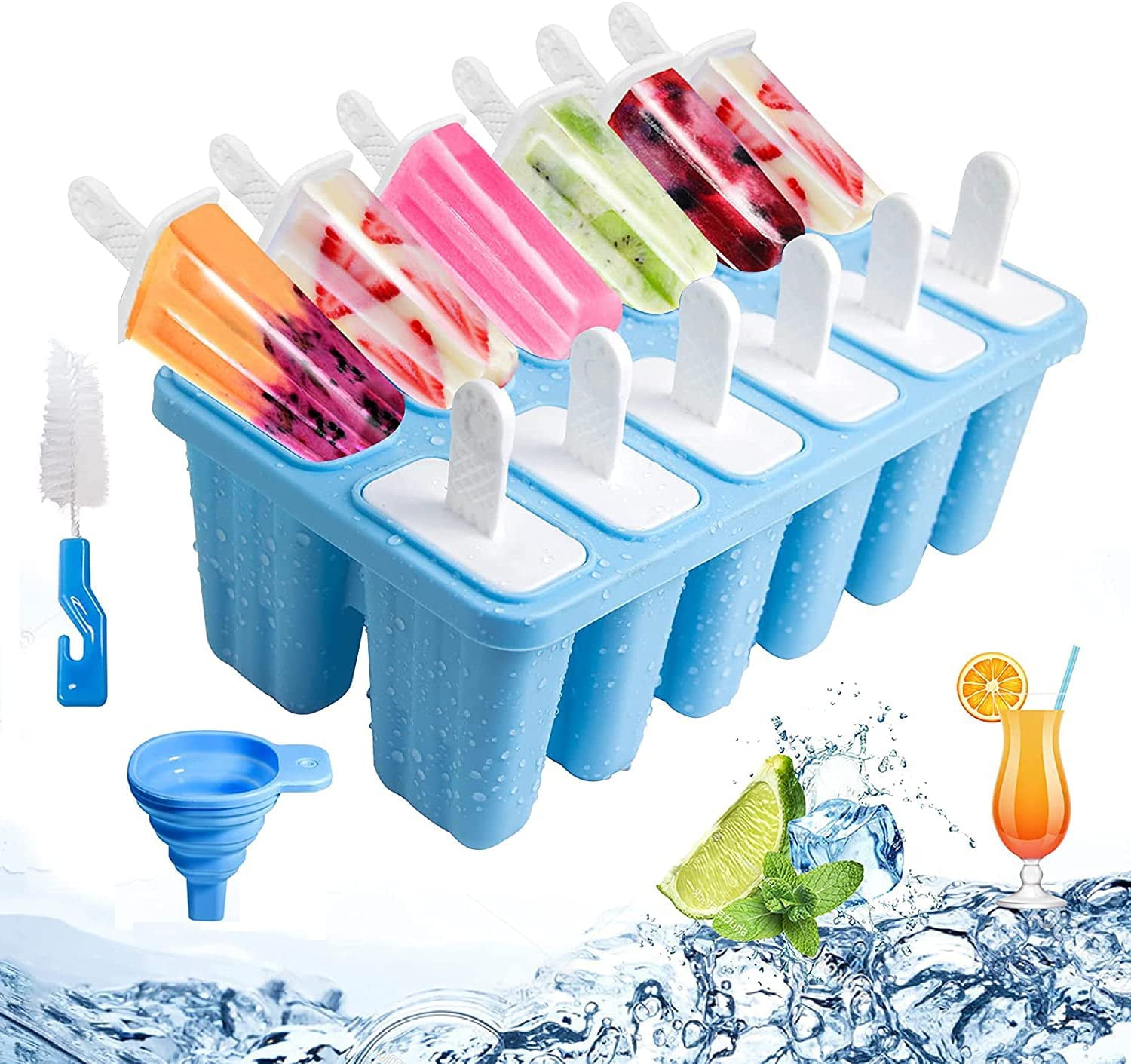 Popsicle Molds Silicone Ice Cream Mould Ice Lolly Mold with Sticks and ...