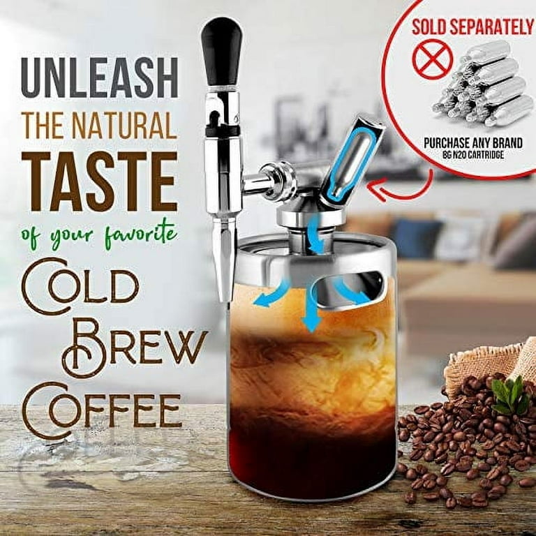 Nutrichef 1 Gallon Glass Coffee Maker - Wide-Mouth Authentic Mason Jar, Cold Brew Coffee Maker