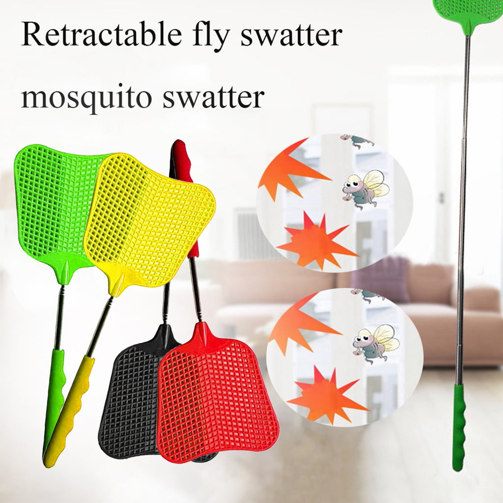 ONE BLUE  EXTENDABLE FLY SWATTER EXTENDS TO 29" NEW FREE SHIPPING CUSHION GRIP 
