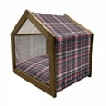 thumbnail image 2 of Plaid Pet House, Classical Pattern Traditional Origins Irish Country Retro Style Simple Checkered, Outdoor & Indoor Portable Dog Kennel with Pillow and Cover, 5 Sizes, Multicolor, by Ambesonne, 2 of 5