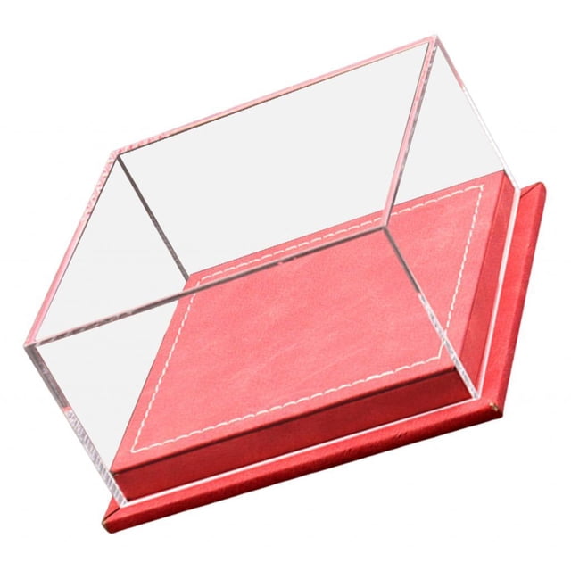 Vitrina para dos modelos de coches a escala 1/64, cubierta de acrílico transparente, portátil, versátil, ahorra espacio, accesorios, base resistente de cuero PU. Rojo