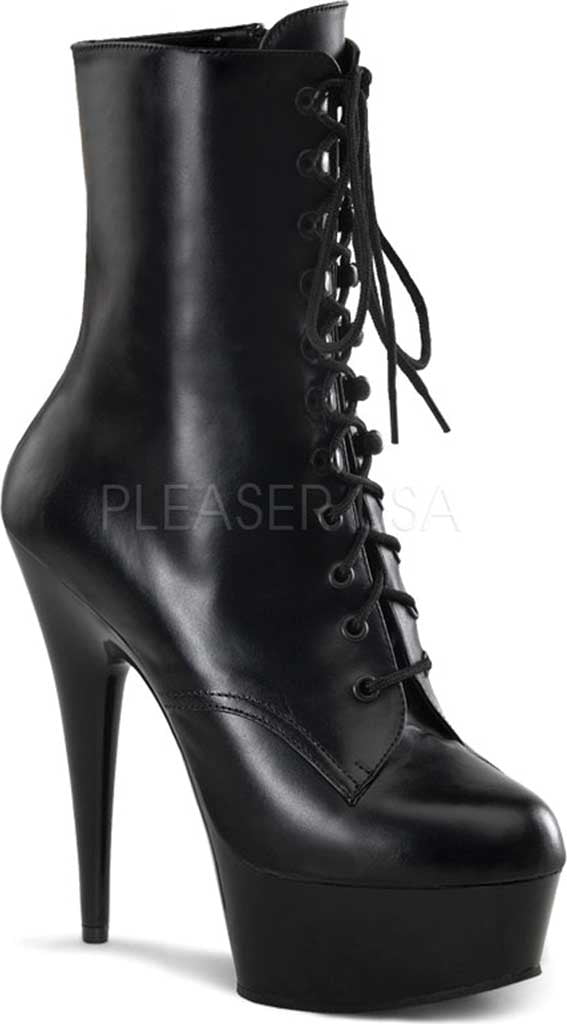 Pleaser - Delight-1020 12 / Black Faux Leather/Black Matte