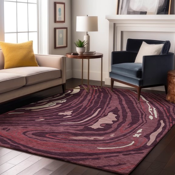 Addison Rugs Mayfield Premium Machine Washable Transitional Swirls Garnet Rectangle Rug, 9' x 12'