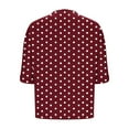 thumbnail image 7 of Women's Oversized Short Sleeve Tops Chest Pocket Polka Dots/Striped Graphic Print Crew Neck Casual T-shirts (2XL, Wine), 7 of 7