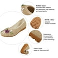 thumbnail image 4 of Women's Ethnic Style Pointed Toe Flower Embroidered Flat Shoes, Khaki, 4 of 8