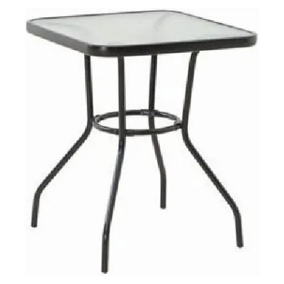 Sunny Isles 24 Inch Outdoor Patio Bistro Dining Table Backyard Squared Furniture with Tempered Glass , Black