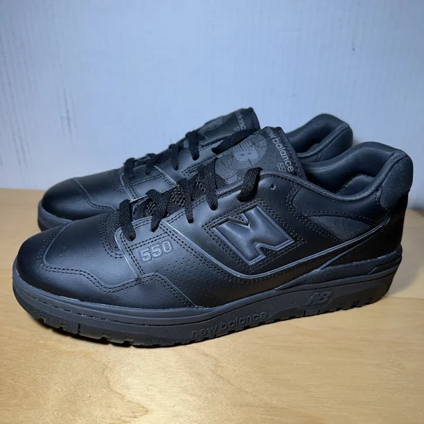 Men Sz 12 - New Balance 550 Triple Black Sneakers BB550BBB New
