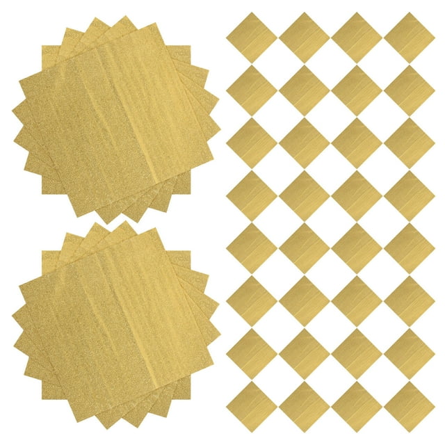 NIYANGLE 100Pcs Golden Colored Aluminum Foil Sheets with Embossed Texture for Food Wrapping