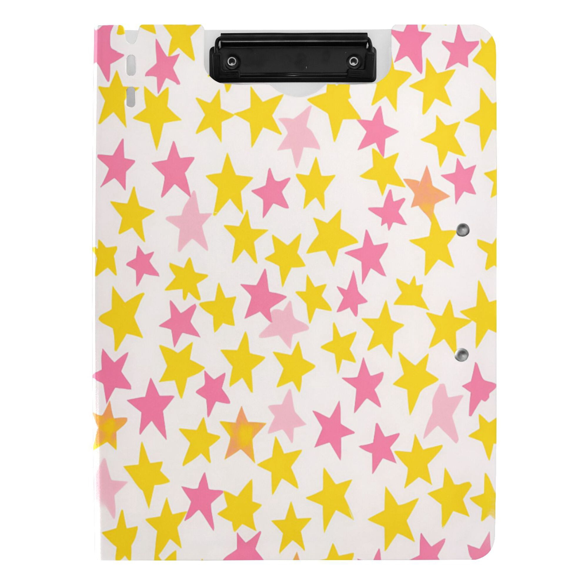 FORMRS A4 Clipboard Folder with Pen Holder Horizontal Foldable School Office Binder, White Stars Pattern