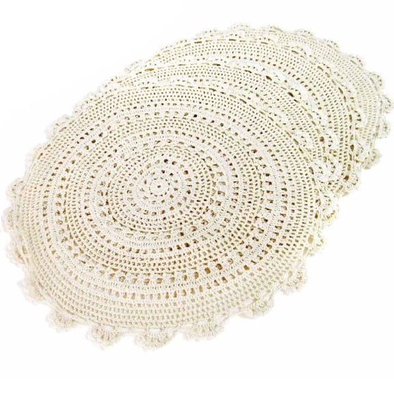 Handmade Crochet Round Cotton Lace Table Placemats Doilies Value Pack [Set of 4], Medallion,17 inch, Beige