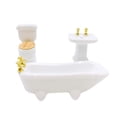 thumbnail image 1 of Juego de baño de cerámica a escala 1/24 (inodoro y lavabo) para decoración de casas de muñecas en miniatura., 1 of 5