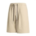 thumbnail image 2 of lcziwo Men Solid Color Shorts Knee Length Elastic Waist Hiking Shorts Big and Tall Beach Fishing Golf Drawstring Dress Shorts with Pockets Khaki XXL, 2 of 6