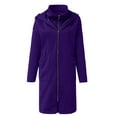 thumbnail image 4 of Tuphregyow Women Jacket Coats Outerwear with Pocket Outerwear with Pocket Plus Size Leisure Long Sleeve Zip Down Fuzzy Fleece Open Front Trendy Solid Purple XXXXL, 4 of 9
